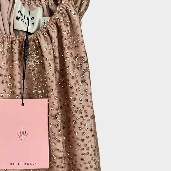 NEW Hello Molly Perfect Places Maxi Dress 4 Bronze Long Elegant Glam Glitter - Picture 7 of 8